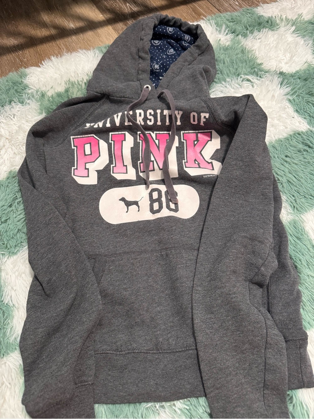 PINK Victoria's Secret Charcoal Gray Hoodie with Pink Logo